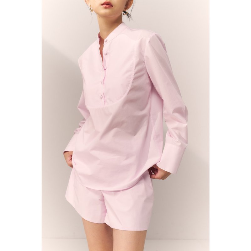 Tuxedo Shirt / Pink Stripe - Women's Shirts - Other Materials Pink