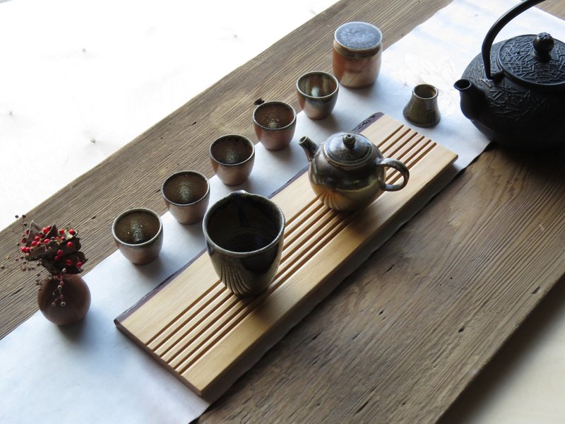 HO MOOD deconstruction series - handmade log tea tray - ที่รองแก้ว - ไม้ 