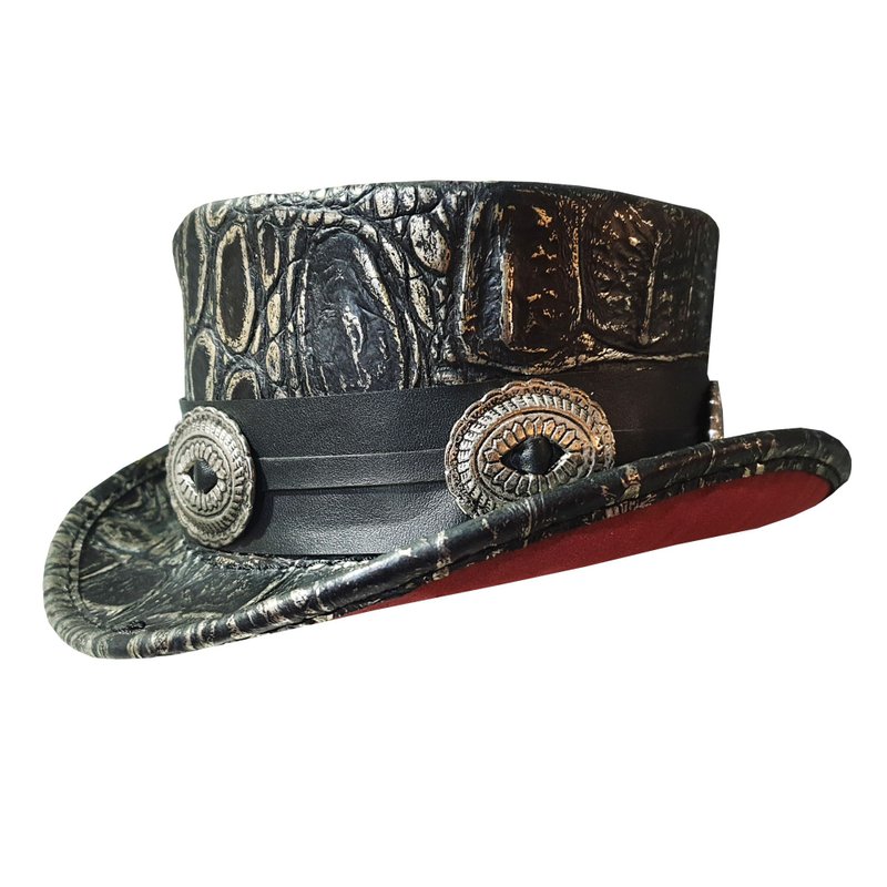 Slash Tribute Leather Short Top Hat - 帽子 - 真皮 黑色