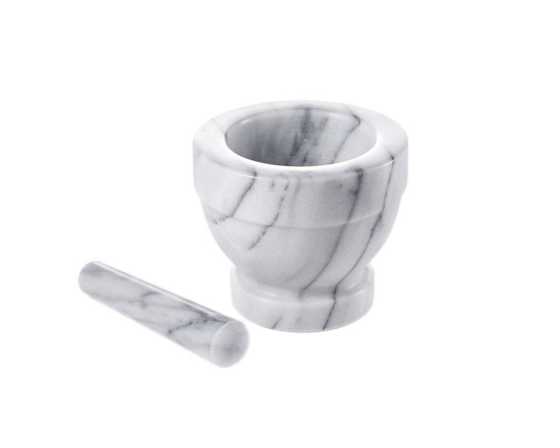 Marble pestle and mortar masher [C type 13x11cm] grinder/natural ore/one-piece molding/MIT - Food Storage - Stone White