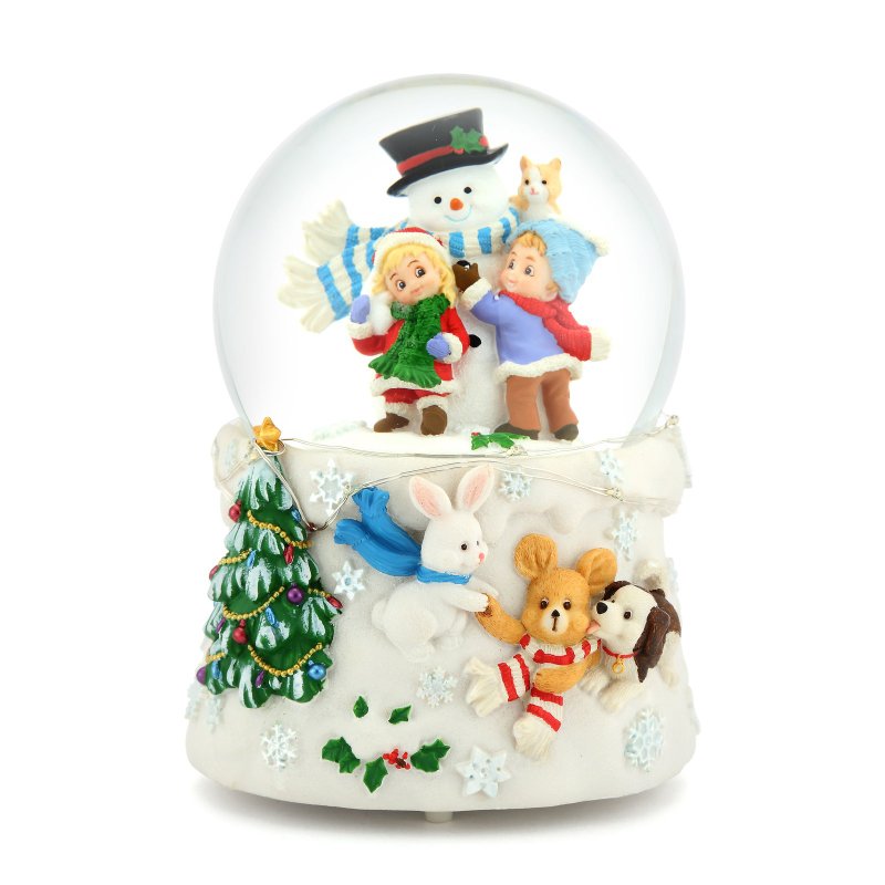 Snow White Party Crystal Ball Music Box Christmas Forest Nordic Snow Scene Exchange Gift Lighting Snowman - Items for Display - Glass 