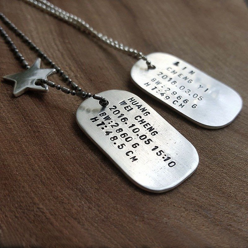 Baby exclusive military licensing silver necklace - Moon gift custom knock on the word - Necklaces - Sterling Silver Silver