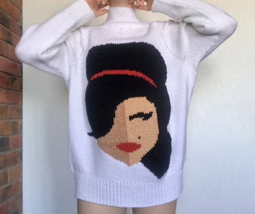 Amy Winehouse Sweater dress white Embroidered sweater Hand knit sweater -  Shop BerezkaFamilyStore Women's Sweaters - Pinkoi