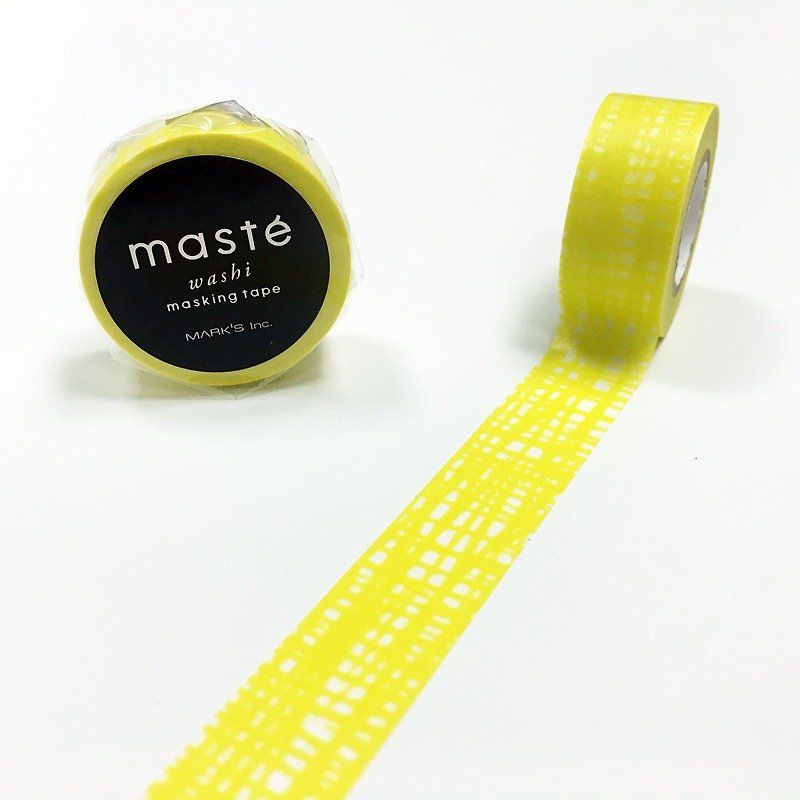maste 和紙膠帶 海外限定系列-Basic【手繪線條-黃 (MST-MKT195-YE)】 - 紙膠帶 - 紙 黃色