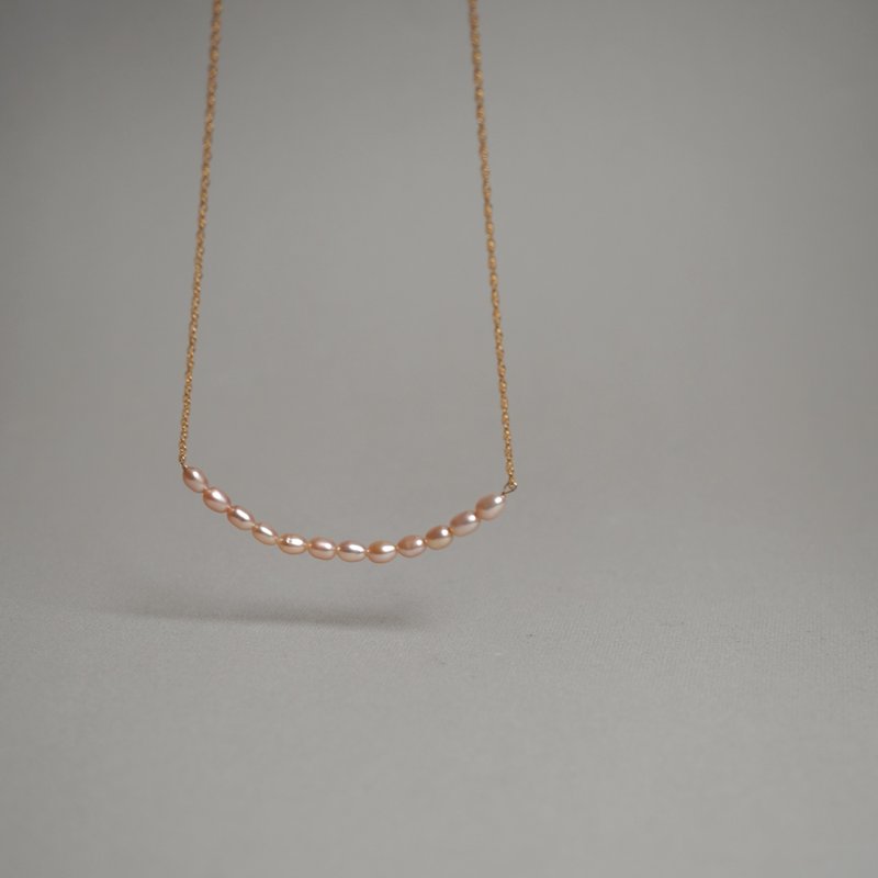 14kgf 淡水珍珠 細鍊項鍊 - 項鍊 - 其他金屬 粉紅色