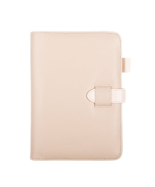 pastelly Premium PVC Leather A5 Notebook Cover in Pale Taupe & Floral White