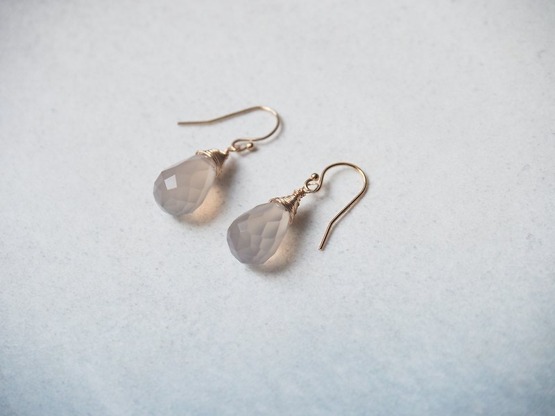Grey agate hook earrings - Earrings & Clip-ons - Semi-Precious Stones Transparent