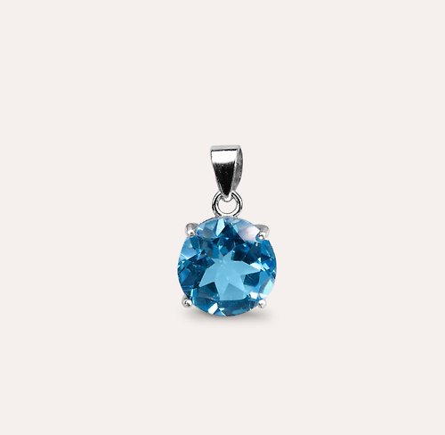 安的珠寶 AND Jewel AND 托帕石 瑞士藍 藍色 圓形 8mm 墜子 經典系列 Round P 天然寶