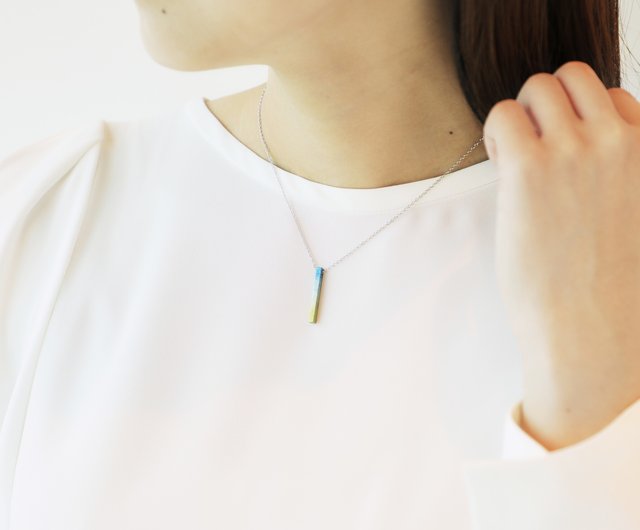 Vertical square bar on sale necklace