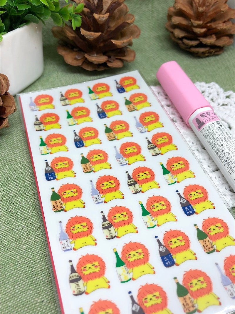 KaaLeo Sake Sticker Lion Lion ライオン - Stickers - Paper Yellow