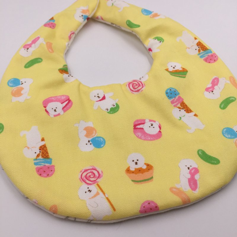 Light yellow dessert dog bib double gauze saliva towel full moon gift - ผ้ากันเปื้อน - ผ้าฝ้าย/ผ้าลินิน สีเหลือง