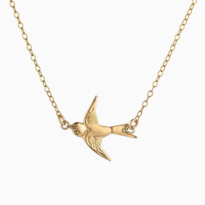 Birdy Necklace - 14K Gold Filled - Gold Bird Necklace - Gold Fill Necklace - สร้อยคอ - โลหะ สีทอง