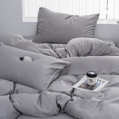 Lasol睡眠屋 60支100%天絲-莫蘭迪床包枕套兩用被套組-心靈碳索