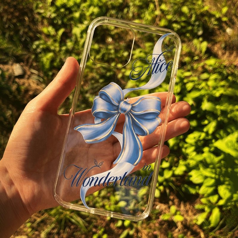 Alice's Glossy Ribbon - Blue Transparent Phone Case - Phone Cases - Plastic 