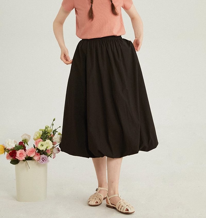 French minimalist light breathable flower bud skirt - Skirts - Other Materials Black