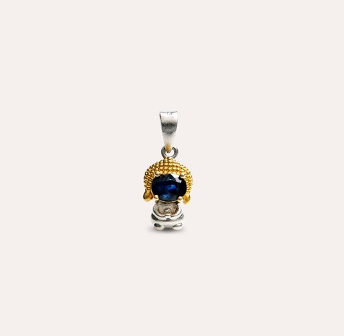 安珠 AND JEWEL 每天配戴的天然寶石 安珠 藍寶石 藍色 橢圓 4*5mm 墜子 幻想系列 Buddha 寶石銀飾