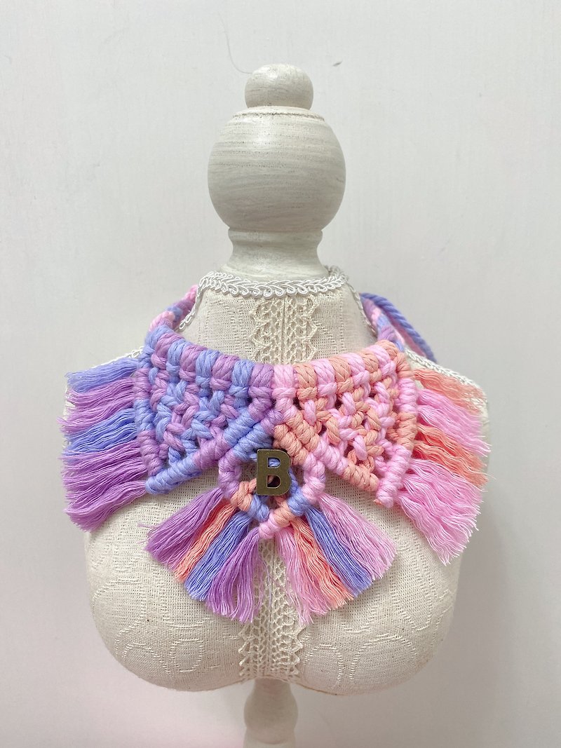 手編みのボヘミアンスカーフ（三角衿風） - 首輪・リード - コットン・麻 多色