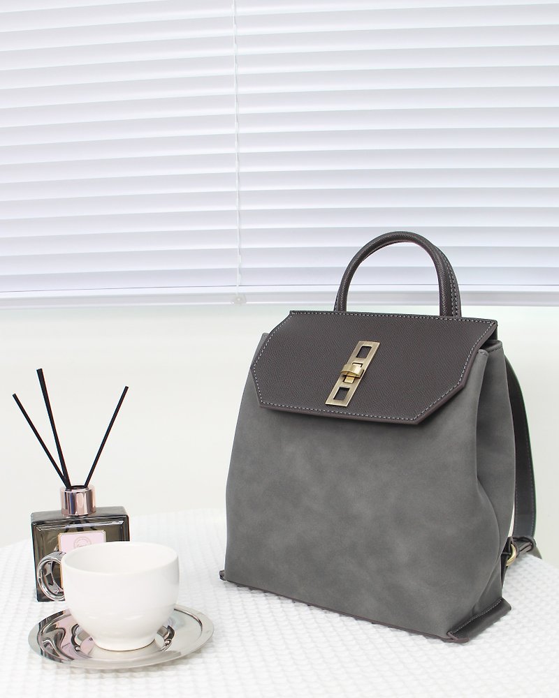 Vegan Leather Sanna Mini Backpack Charcoal - Backpacks - Faux Leather Gray