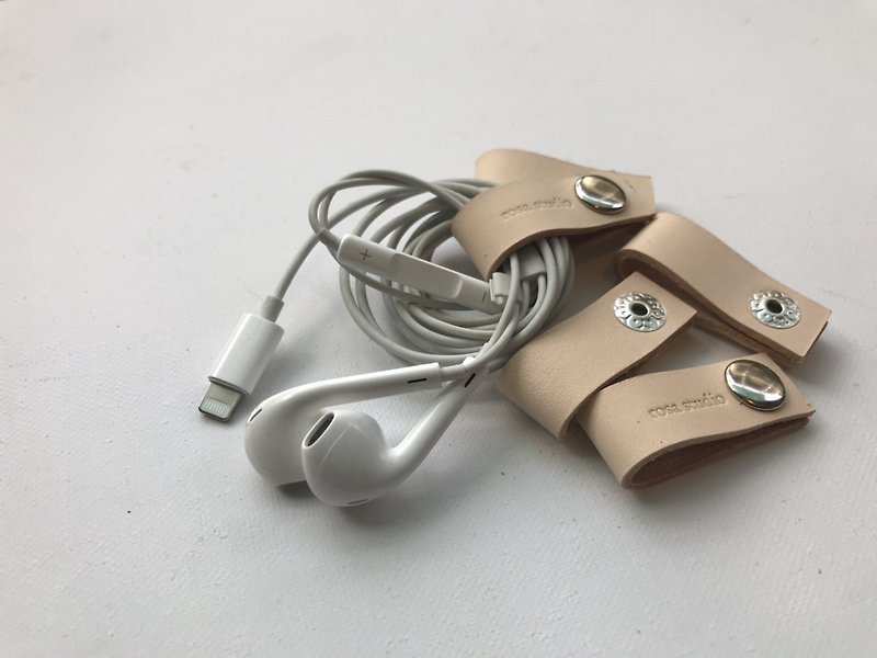 Leather Hub_Wedding Small Items (100pcs) - Cable Organizers - Genuine Leather Orange