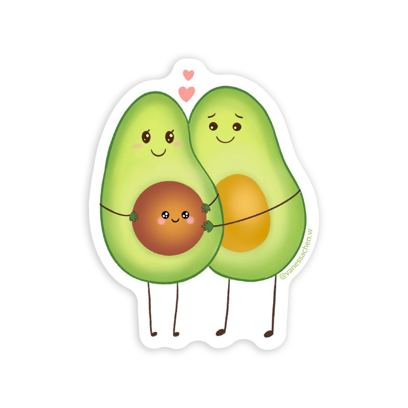 Pregnant Couple Sticker, Cute Pregnant Sticker, Cute Avocado Sticker - Stickers - Paper 