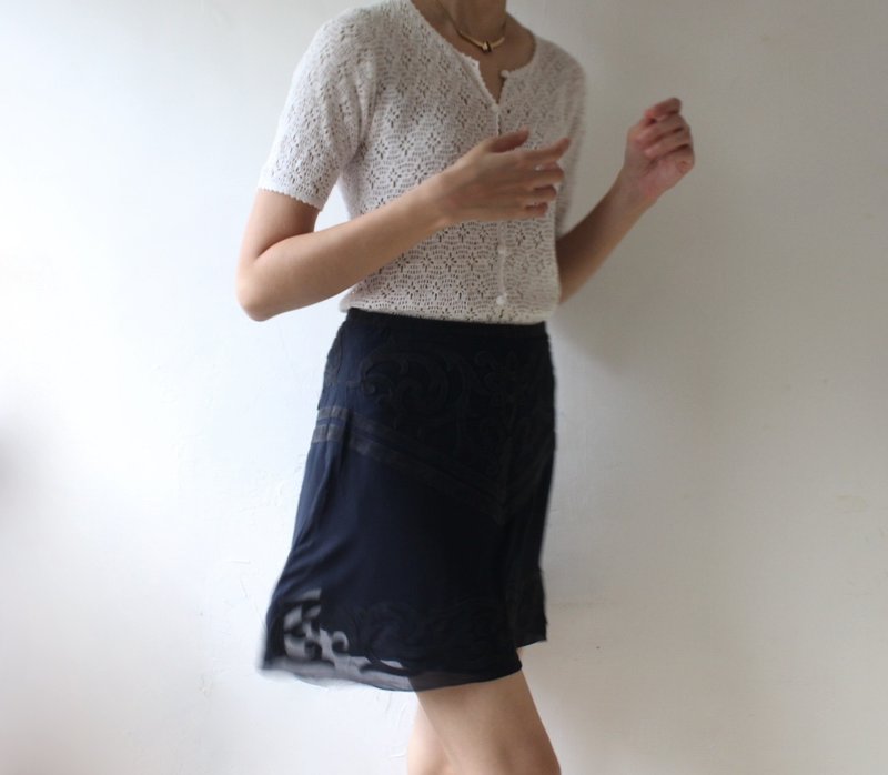 FOAK vintage/reserved/Loewe carbon gray suede x silk skirt - กระโปรง - หนังแท้ 