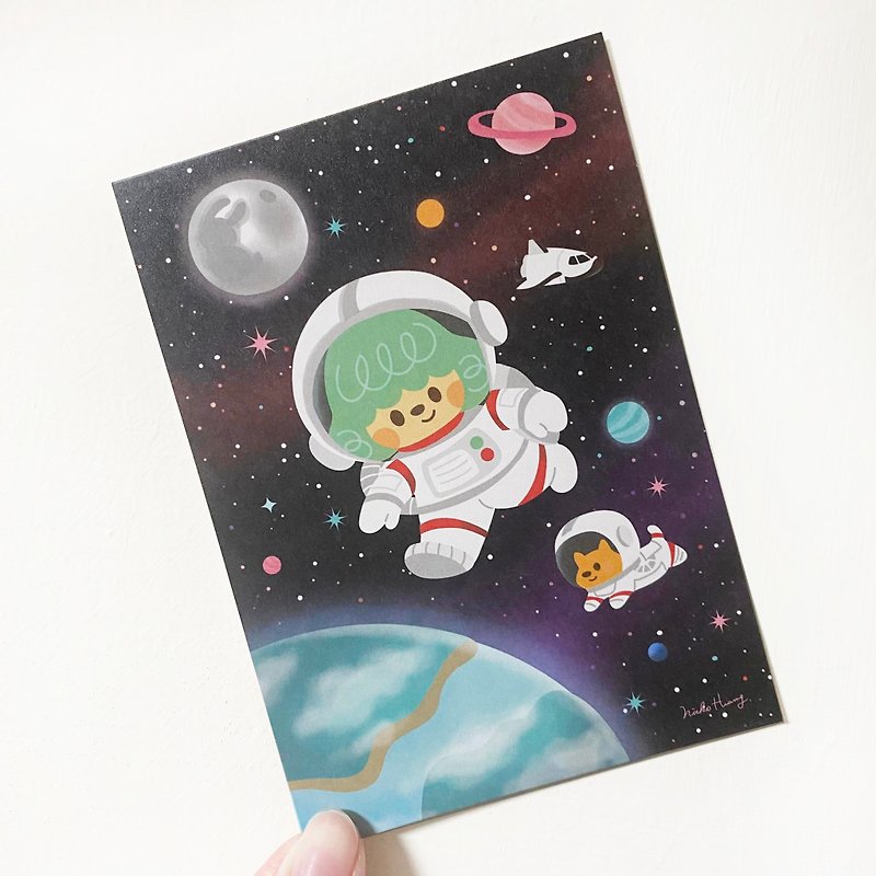 【太空旅行】插畫明信片 - 心意卡/卡片 - 紙 黑色