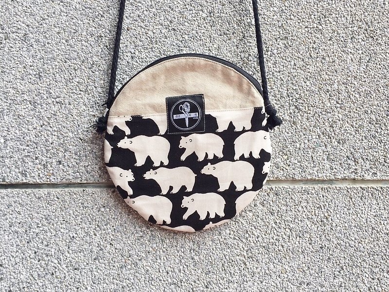 I secretly call / small round side backpack - black save the polar bear - Messenger Bags & Sling Bags - Other Materials Black