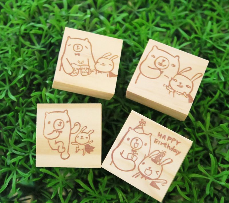 Bunny Superman & Bears just | hand-made rubber stamp seal | PDA cards | single stamp Sold - ตราปั๊ม/สแตมป์/หมึก - กระดาษ 