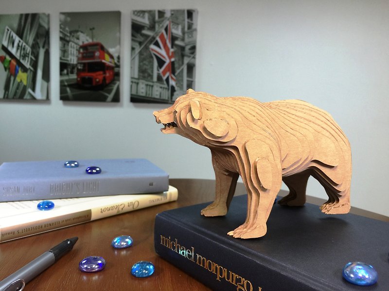 Contamo hand-made model DIY material package wild animal series-bear-big - งานไม้/ไม้ไผ่/ตัดกระดาษ - กระดาษ สีนำ้ตาล