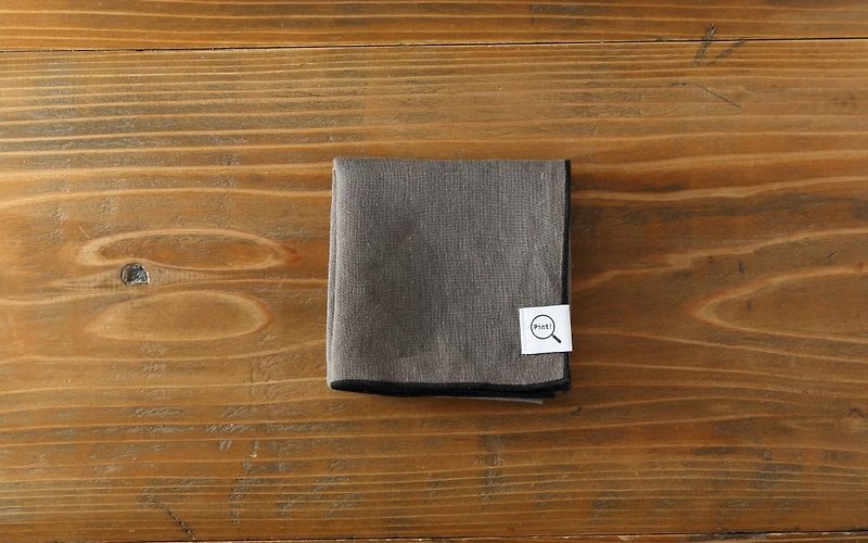 Plant dyeing organic linen handkerchief dark gray × black edge - Other - Cotton & Hemp Gray