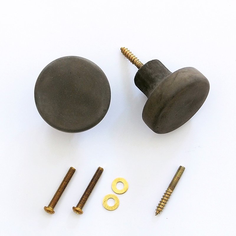 FENEN - Handcrafted black concrete knob / hook – Round - ตะขอที่แขวน - ปูน สีดำ