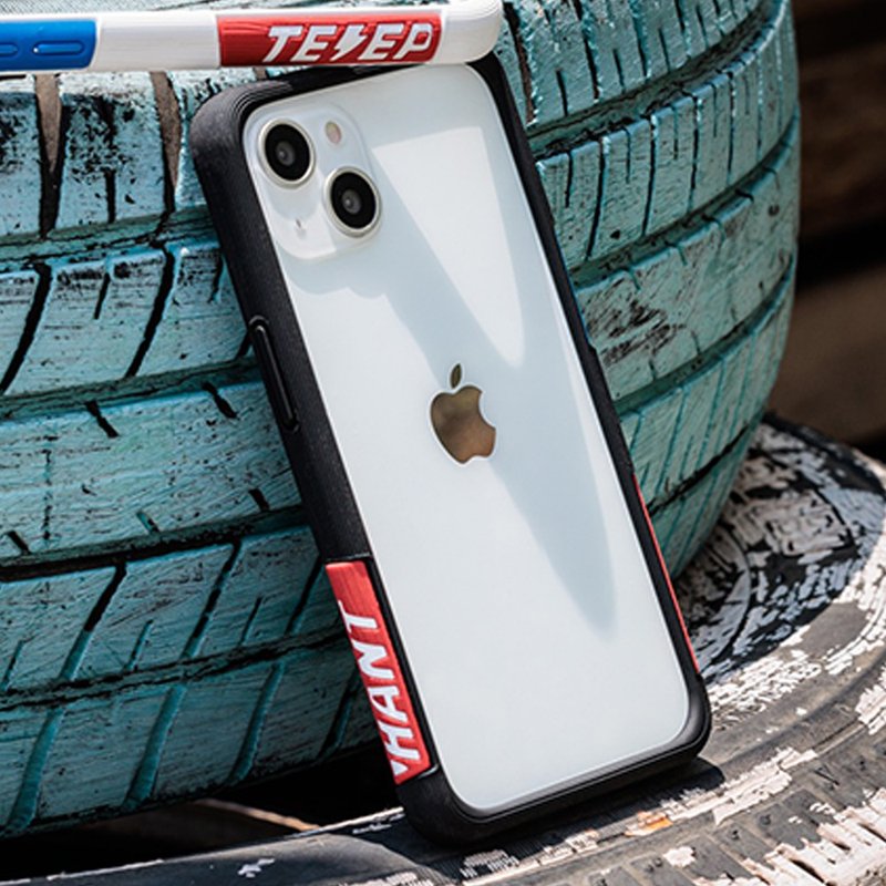 Free brand lanyard iPhone 14 series EPI water ripple anti-fouling anti-fall mobile phone case - black OG - เคส/ซองมือถือ - พลาสติก สีดำ