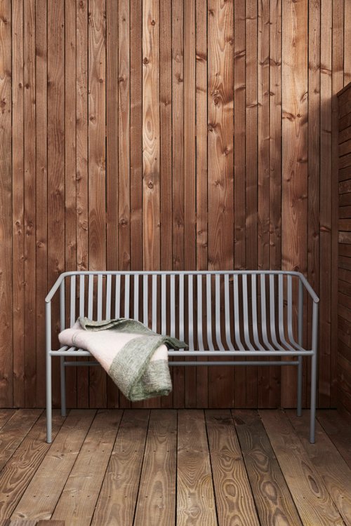 Hübsch outdoor bench grey metal - LIVING AND CO.