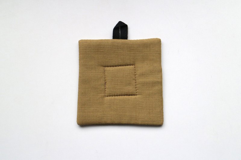 方塊杯墊 / 焙茶 - 杯墊 - 棉．麻 卡其色