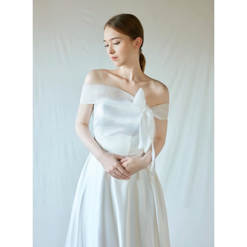 歐根紗蝴蝶結披肩 - 圍巾/披肩 - 聚酯纖維 白色