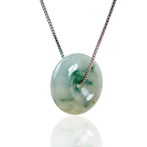 瓔珞珠寶盒 E.L.Jewelry Box 【願‧平安】飄綠花翡翠平安扣項鍊 | 天然緬甸玉翡翠A貨 | 送禮
