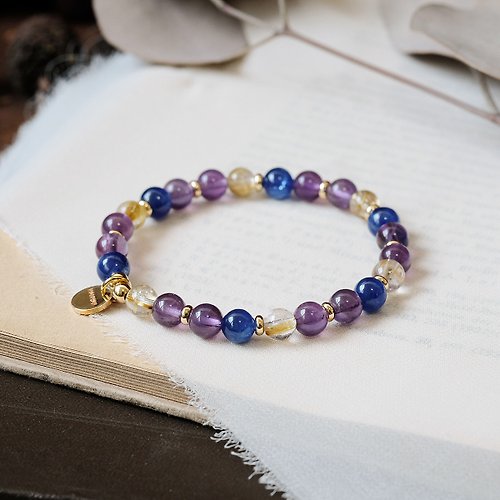 Hanhan Jewelry 紫水晶 金髮晶 藍晶石 手鍊 礦石水晶