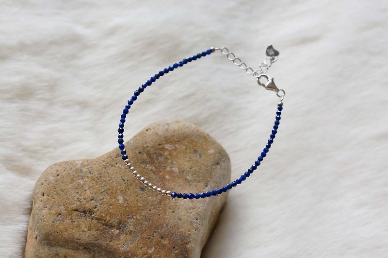 Lapis Silver 925 Bracelet with Linear Memory Alloy - Bracelets - Gemstone Blue