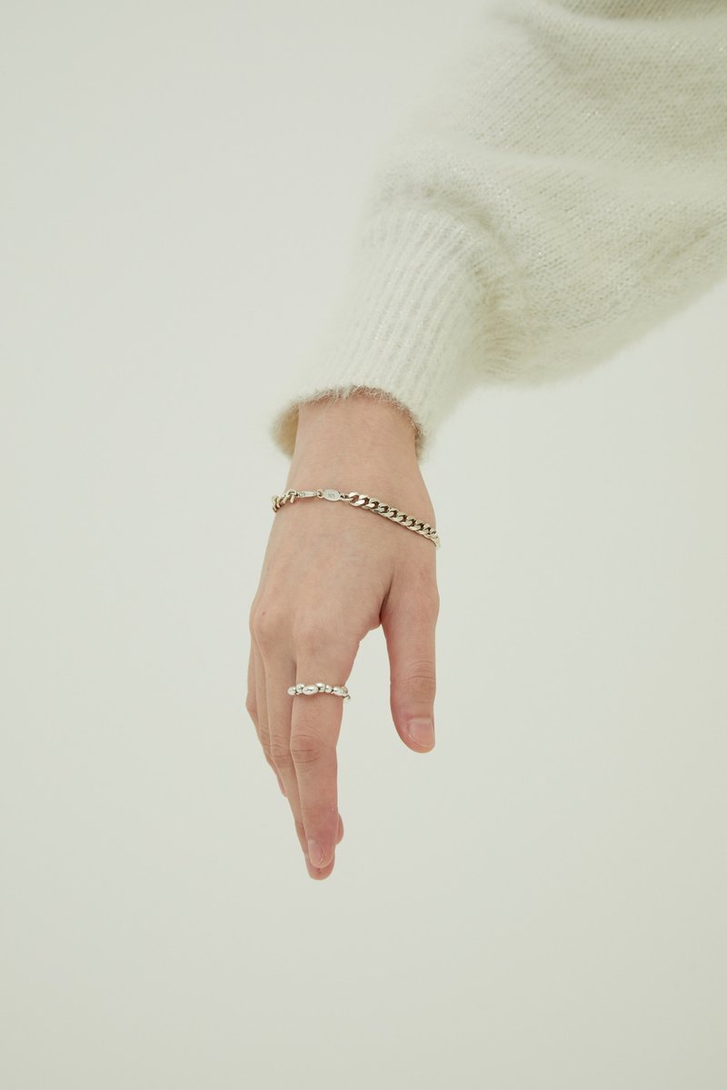 OA CHUNKY CURB CHAIN BRACELET SILVER - สร้อยข้อมือ - เงินแท้ สีเงิน