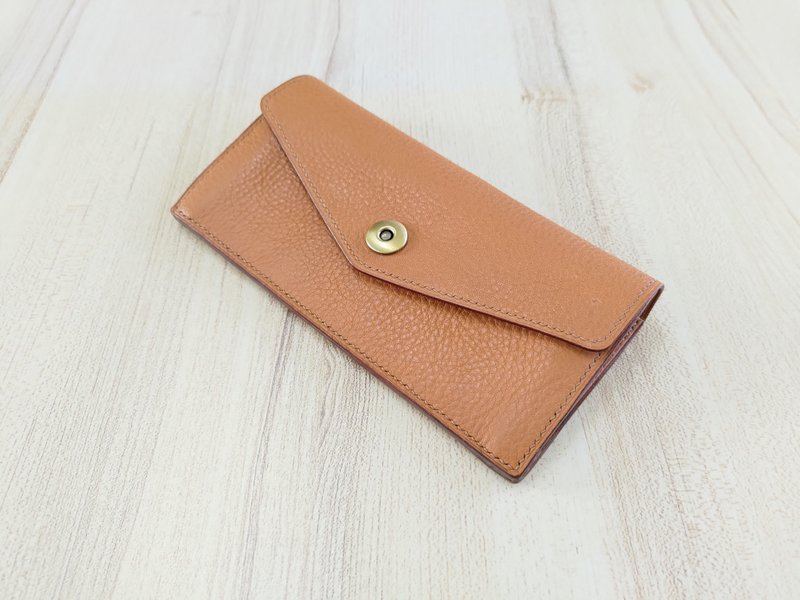 Long clip envelope style long clip genuine leather fully hand-stitched - กระเป๋าสตางค์ - หนังแท้ 