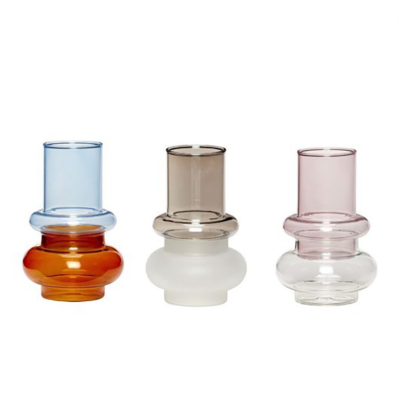 Hübsch 花瓶－660905 三色油燈造型玻璃花瓶3入七夕禮物 - 花瓶/花器 - 玻璃 多色