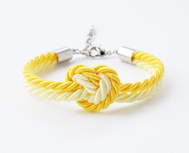 Yellow knot rope bracelet - สร้อยข้อมือ - วัสดุอื่นๆ สีเหลือง