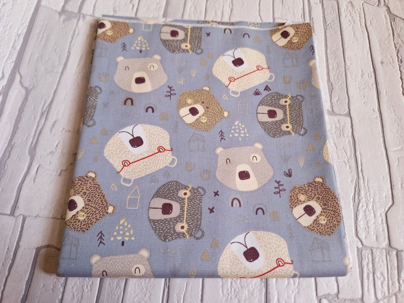 Medical double-layer surgical cap, work cap, baking cap, blue gray bottom bear head thin cotton style - Hats & Caps - Cotton & Hemp Multicolor