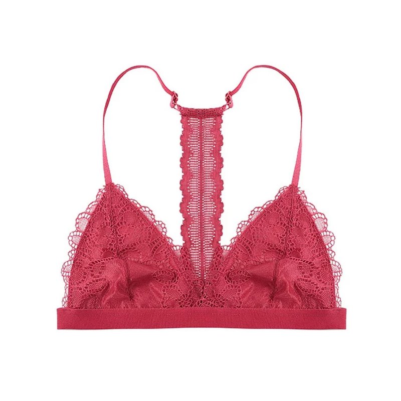 Passionate・玫紅T字bralette - 女內衣褲 - 棉．麻 紅色