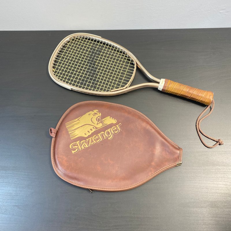 Vintage Metal Slazenger Tennis Racquet, Rover Taiwan, Leather Original Cover - Other - Other Materials 