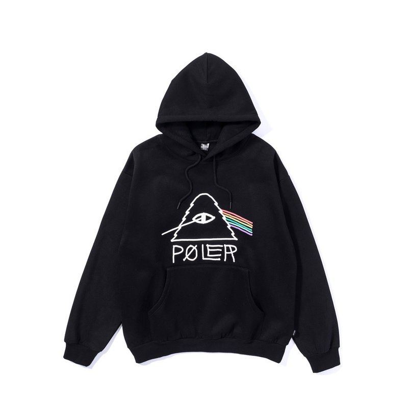 Japan limited POLER PSYCHEDELIC HOOD mountain-shaped eye rainbow classic hat T / black - Unisex Hoodies & T-Shirts - Other Materials Black