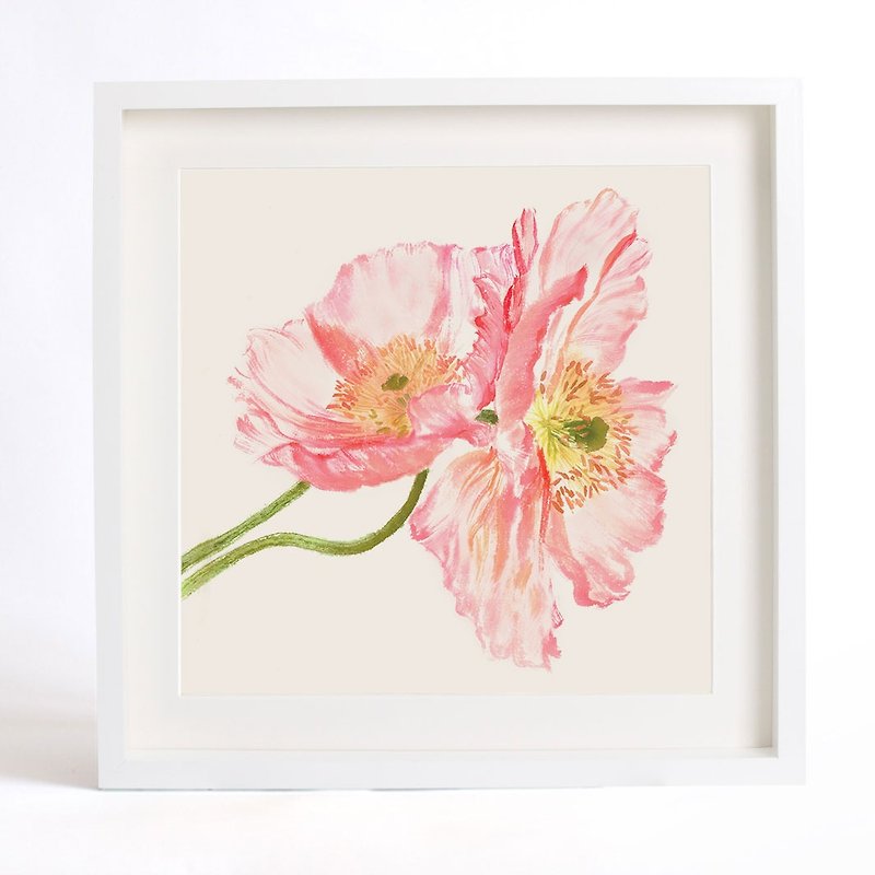 Flower Art Print of Original Watercolor Painting, "Silent as Enigma" Serie-Pink Corn Poppy -Stay with You - Posters - Paper Pink