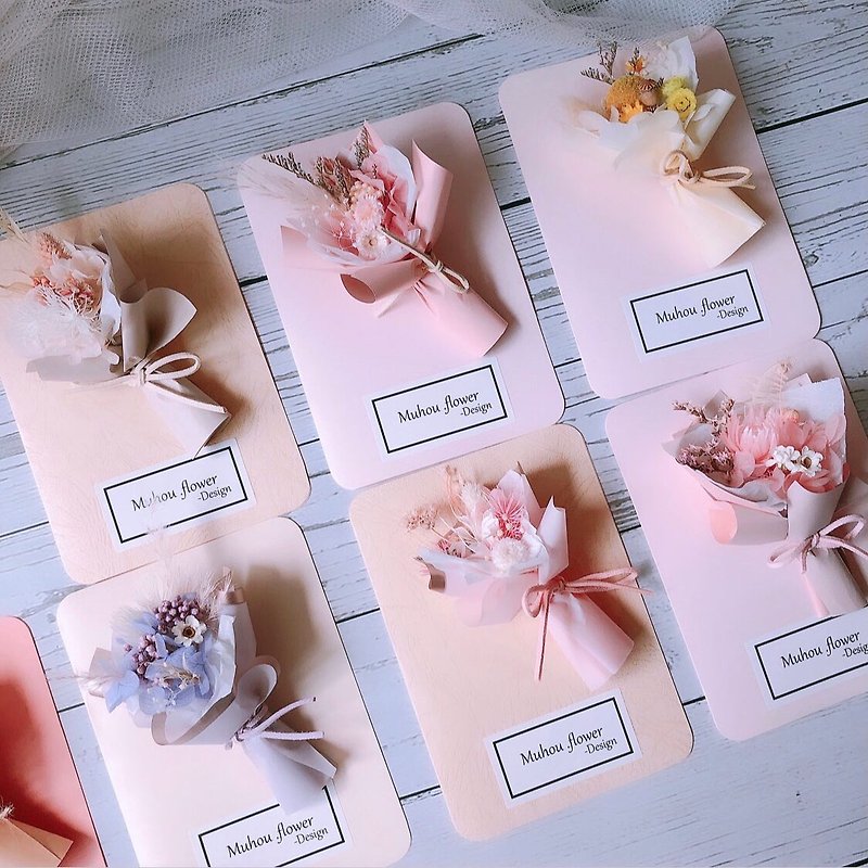 プリザーブドフラワー 小さな花束カード お祝いカード バースデーカード バレンタインカード - ドライフラワー・ブーケ - 寄せ植え・花 