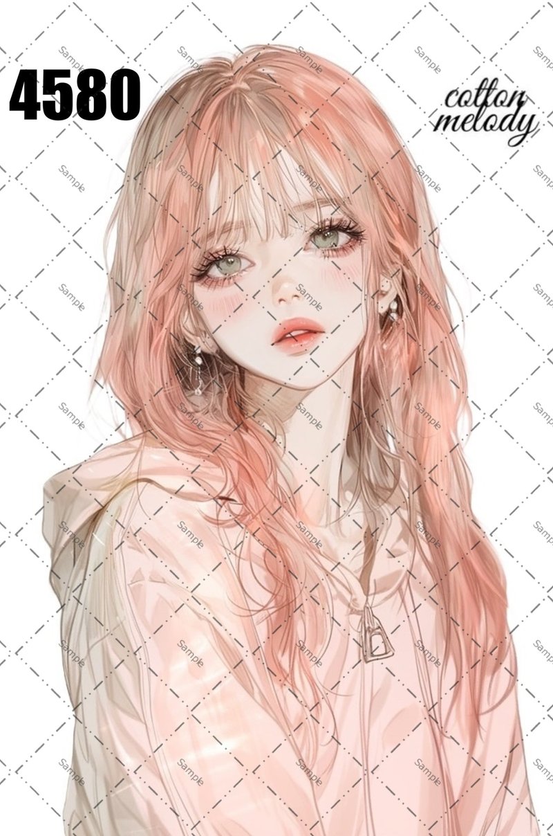 original sticker no.4580 人物ステッカー オリジナルステッカー オリジナル人物ステッカー 装飾ステッカー cotton melody - 貼紙 - 紙 