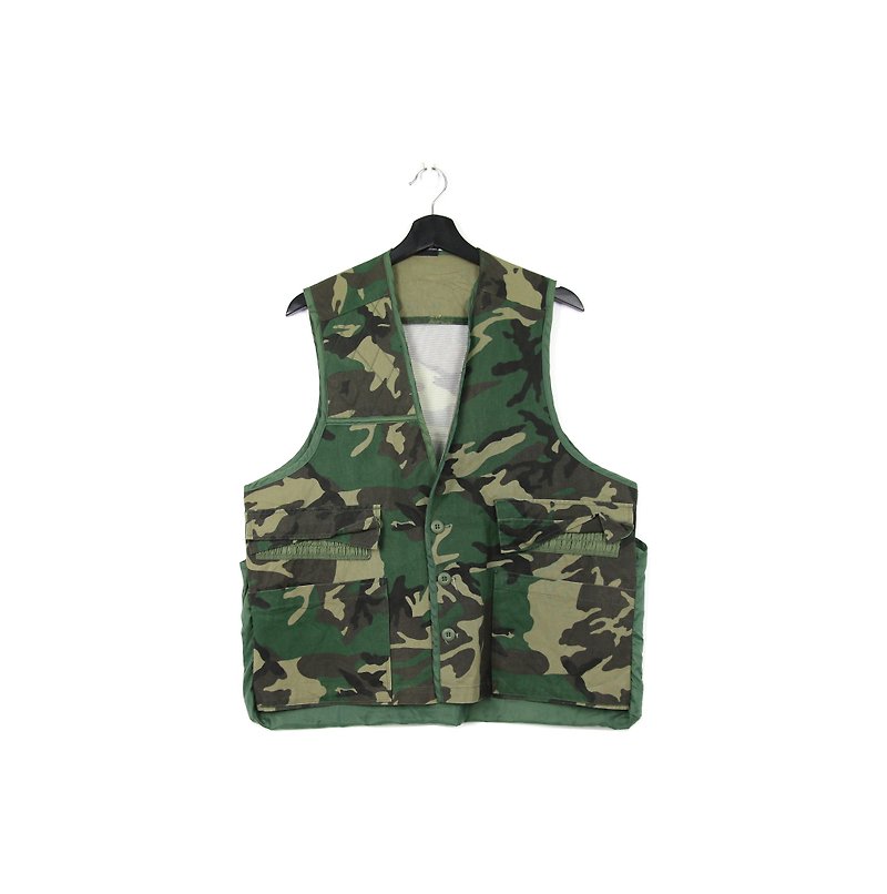 Back to Green Hunting vest camouflage rear mesh // Men and women can wear M-04 - Men's Tank Tops & Vests - Cotton & Hemp 